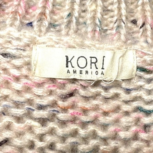 NWOT KORI Flecks of Rainbows Sweater Confetti Chunky Knit Balloon Sleeves Top- M - Picture 6 of 10